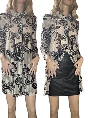 Chico's Traveller's Collection Harper Duster Jacket Paisley Full Button Front